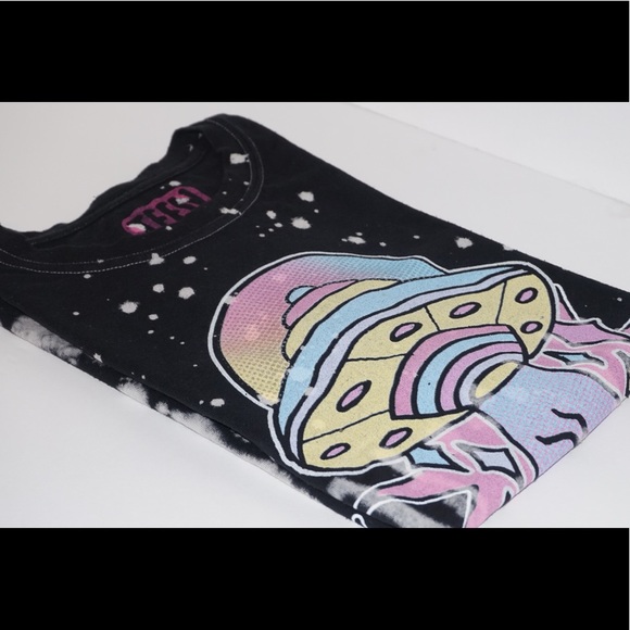 Teen Hearts Stay Weird UFO Black Tie-Dye T Shirt - Picture 3 of 5